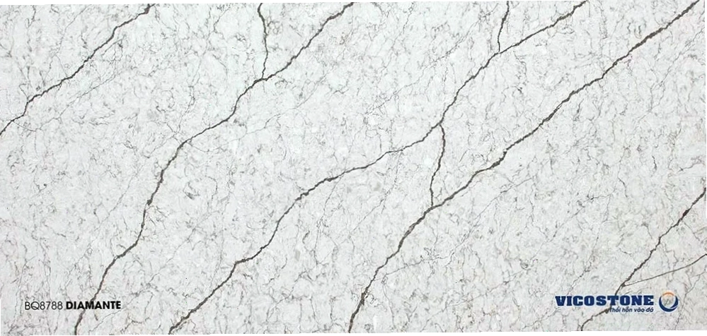 Bàn bếp sang trọng sử dụng đá nhân tạo Vicostone với vân đá tinh tế