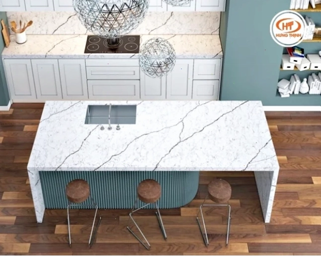 Bàn bếp và bàn đảo ốp đá Vicostone BQ8788 đẹp và sang trọng