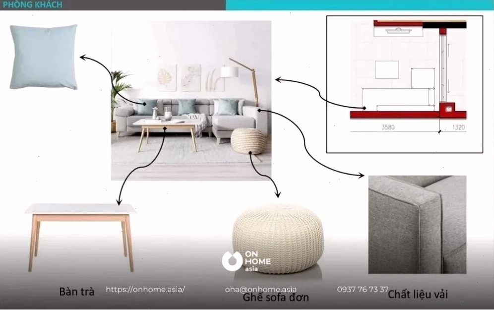 Bản thiết kế 2D concept nội thất phòng khách