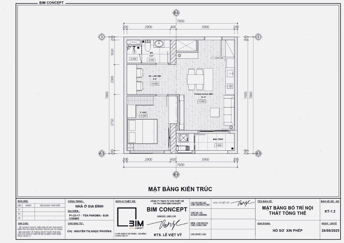 Bản vẽ căn hộ nhỏ 2 phòng ngủ tiện nghi