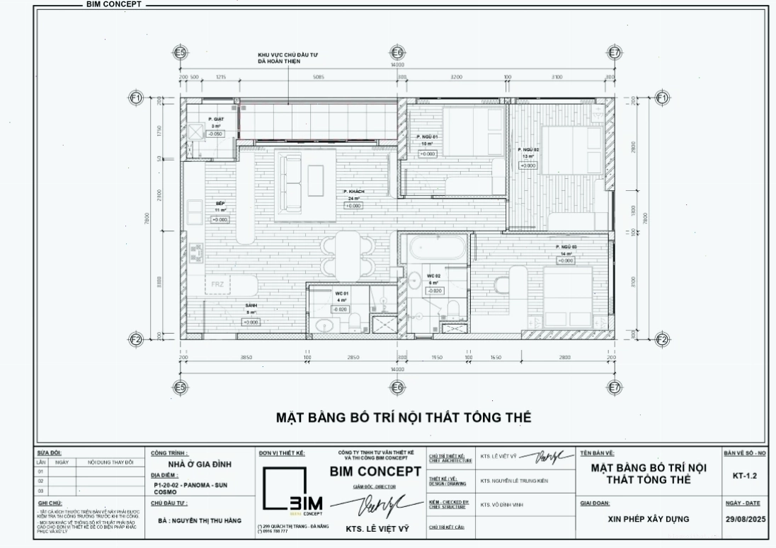 Bản vẽ căn hộ nhỏ 3 phòng ngủ sang trọng