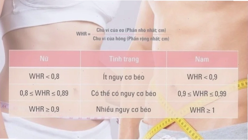 Bảng chỉ số WHR chuẩn được khuyến cáo cho nam và nữ