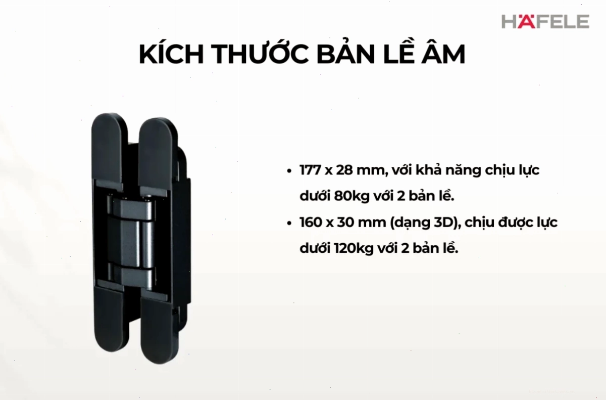 Bảng so sánh kích thước các loại bản lề phổ biến