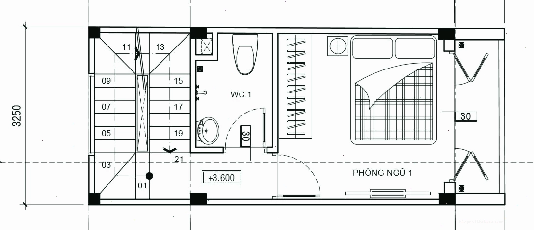 Cầu thang 3 vế phù hợp nhà nhỏ