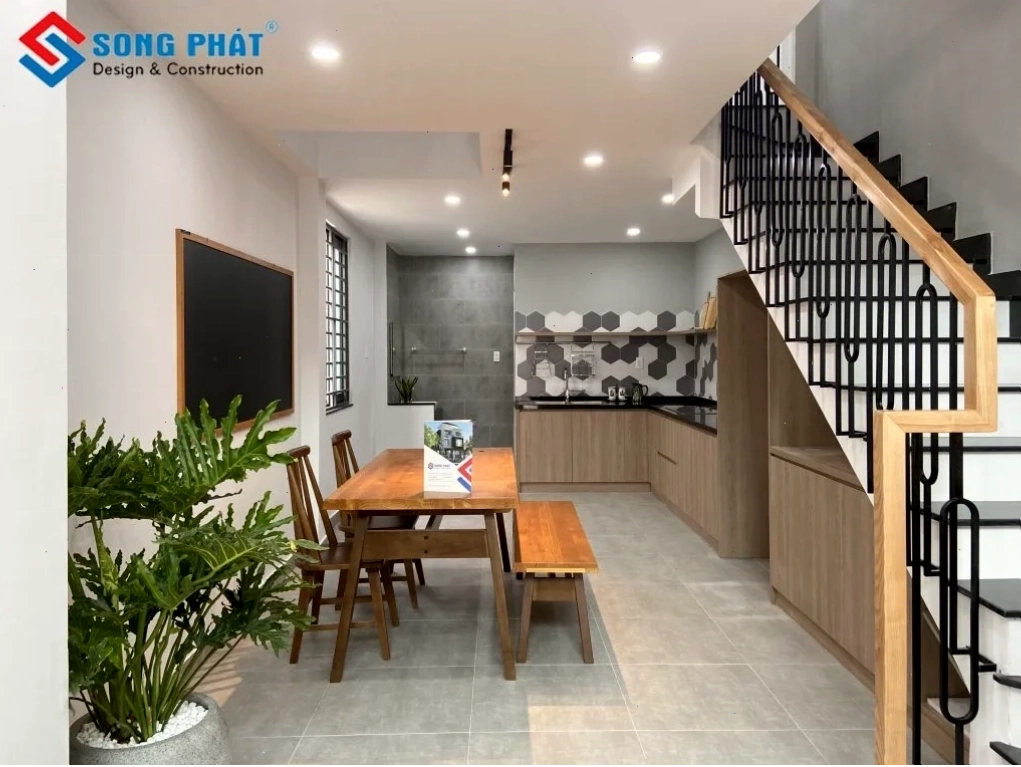 Cầu thang bản thiết kế tối giản nổi bật