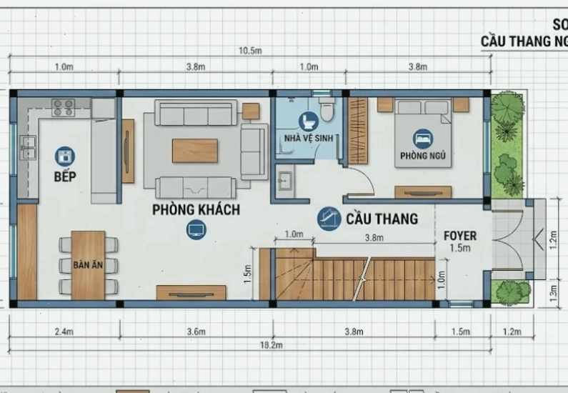 Cầu thang ngay cửa chính gây hao tán tài lộc