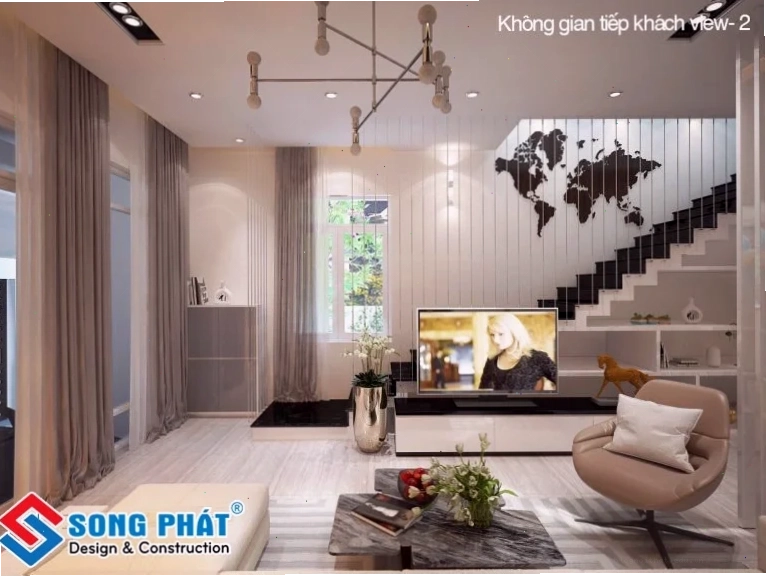 Cầu thang ziczac kết hợp dây văng đẹp mắt