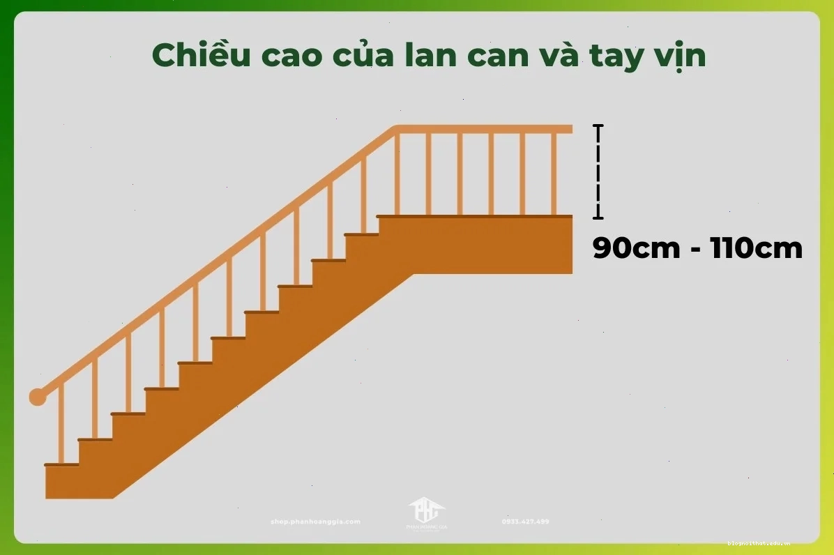 Chiều cao của lan can và tay vịn