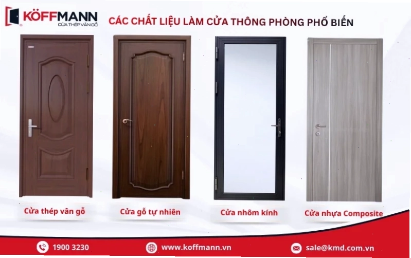 Cửa thông phòng thường làm bằng chất liệu gì? Phân tích ưu nhược điểm từng loại