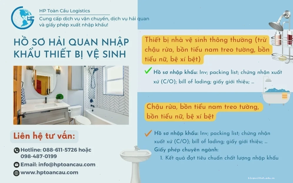 Hồ sơ hải quan nhập khẩu thiết bị vệ sinh