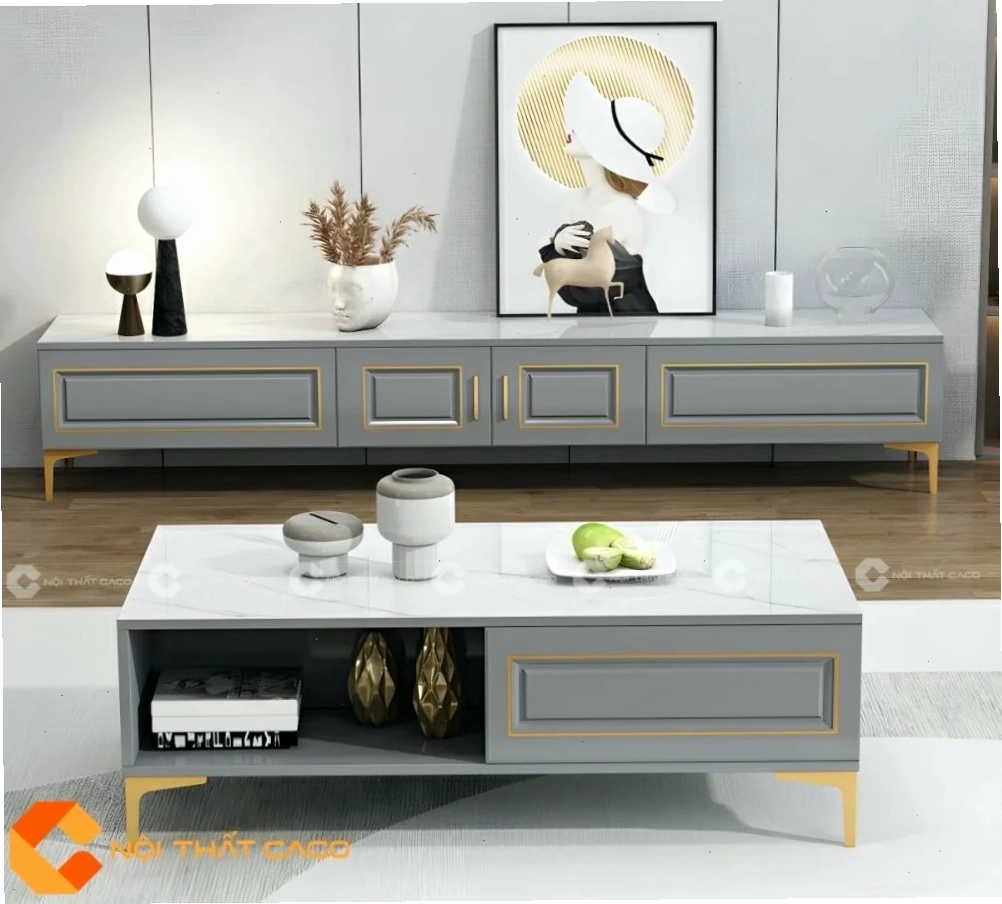 Kệ Tivi Gỗ Công Nghiệp MDF Tân Cổ Điển - KTV037