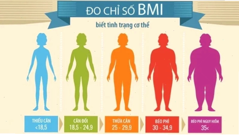 Khoảng chỉ số BMI từ 18,5 đến 24,9 thể hiện mức cân nặng khỏe mạnh