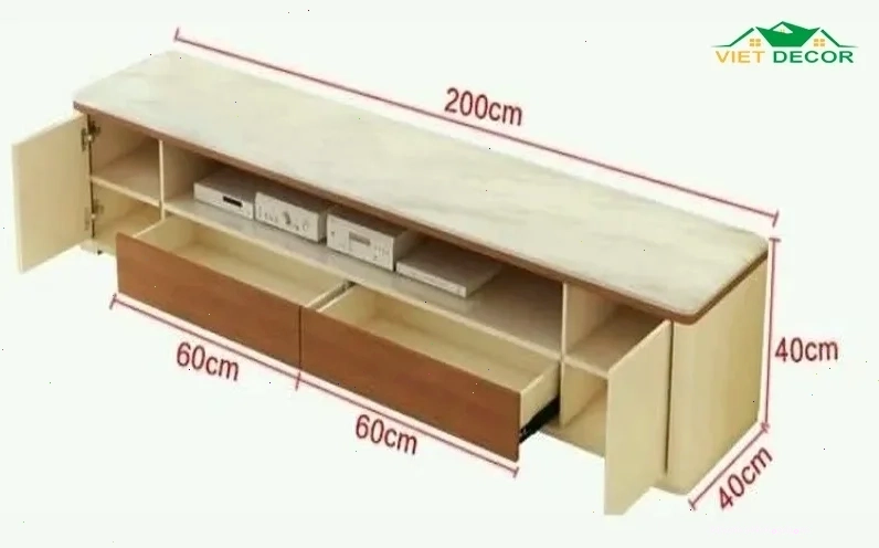 Kích thước kệ tivi treo tường phòng ngủ