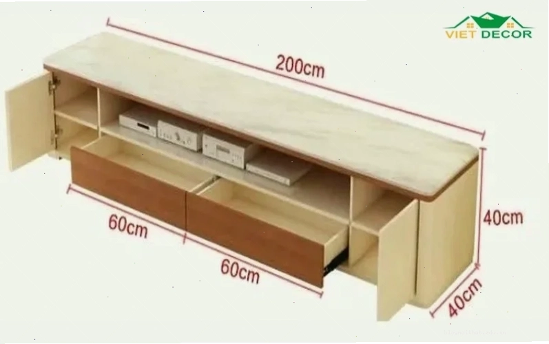 Kích thước kệ tivi treo tường phòng ngủ