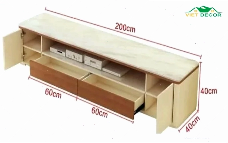 Kích thước kệ tivi treo tường phòng ngủ