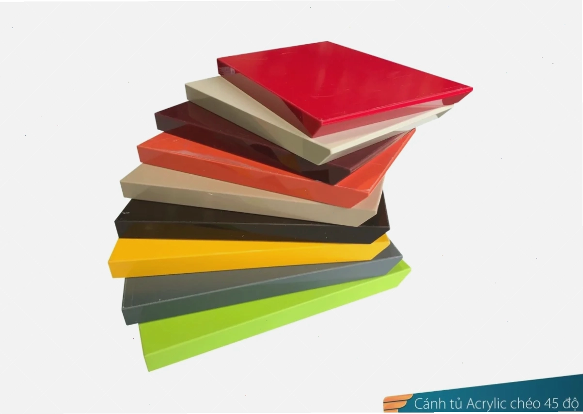 Mẫu cánh tủ bếp acrylic bóng gương hiện đại