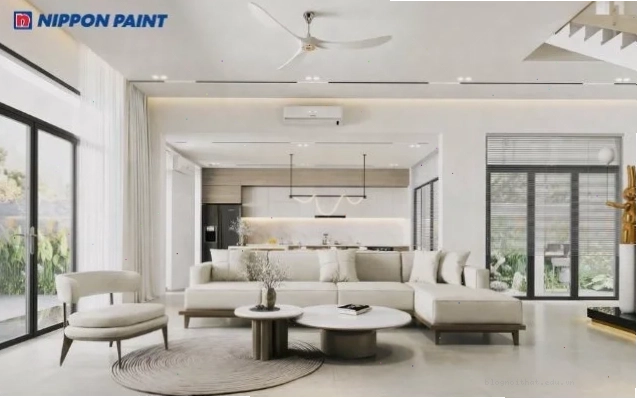 Mẫu sơn nhà màu trắng sứ tạo cảm giác sáng thoáng thu hút vượng khí cho gia chủ mệnh Kim