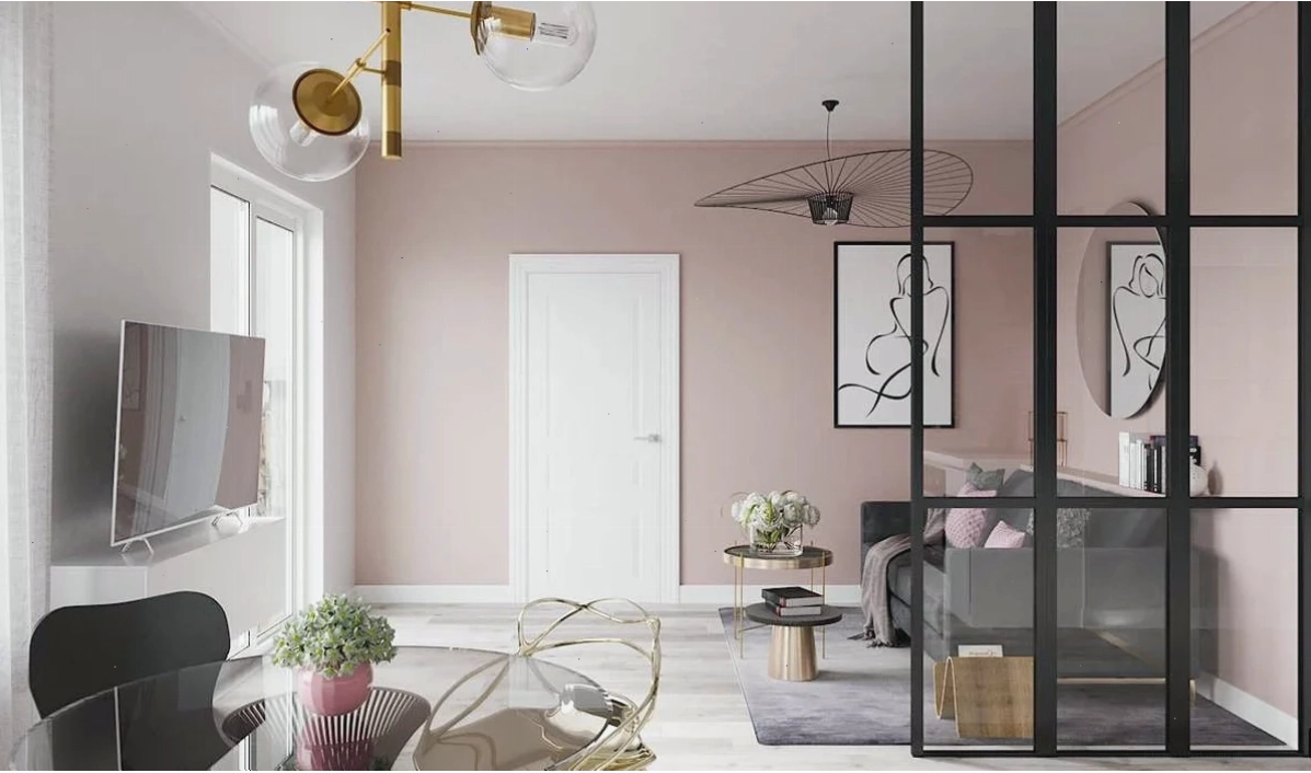 Mẫu thiết kế chung cư với sơn tường màu hồng pastel khá được ưa chuộng hiện nay