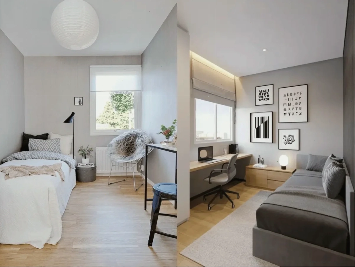 Phòng ngủ nhỏ 4m2 sáng màu kết hợp cửa sổ tận dụng tối đa nguồn ánh sáng tự nhiên