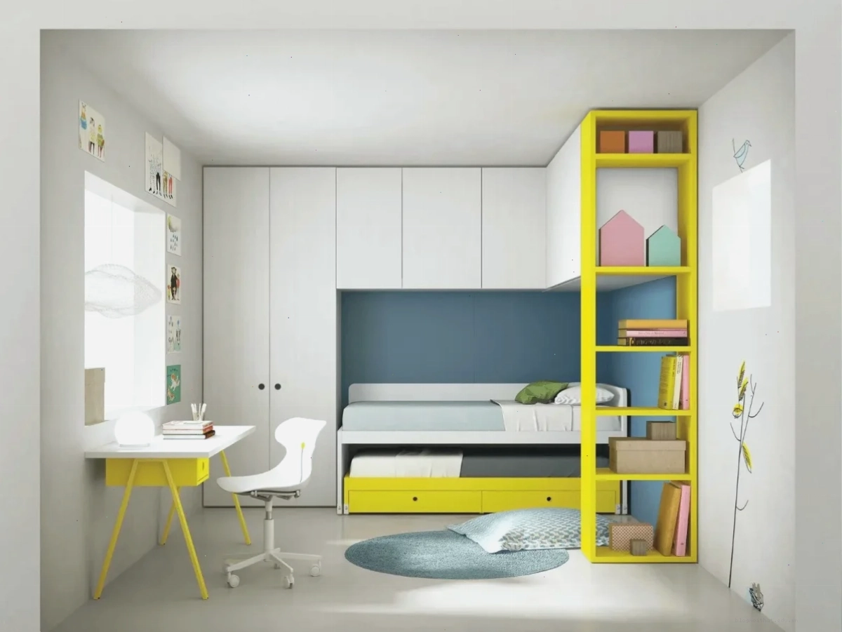 Phòng ngủ nhỏ 5m2 có thiết kế giường đơn và tủ đồ thông minh