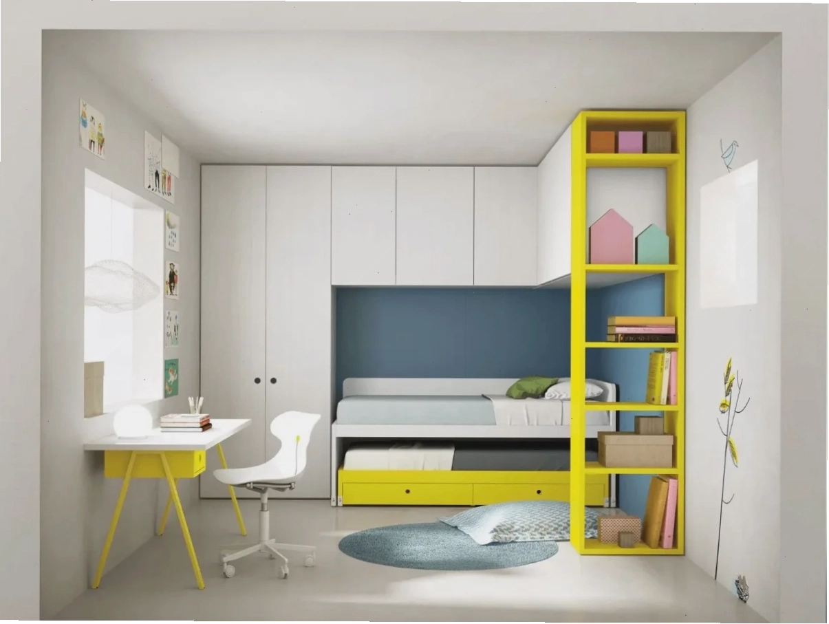 Phòng ngủ nhỏ 5m2 có thiết kế giường đơn và tủ đồ thông minh