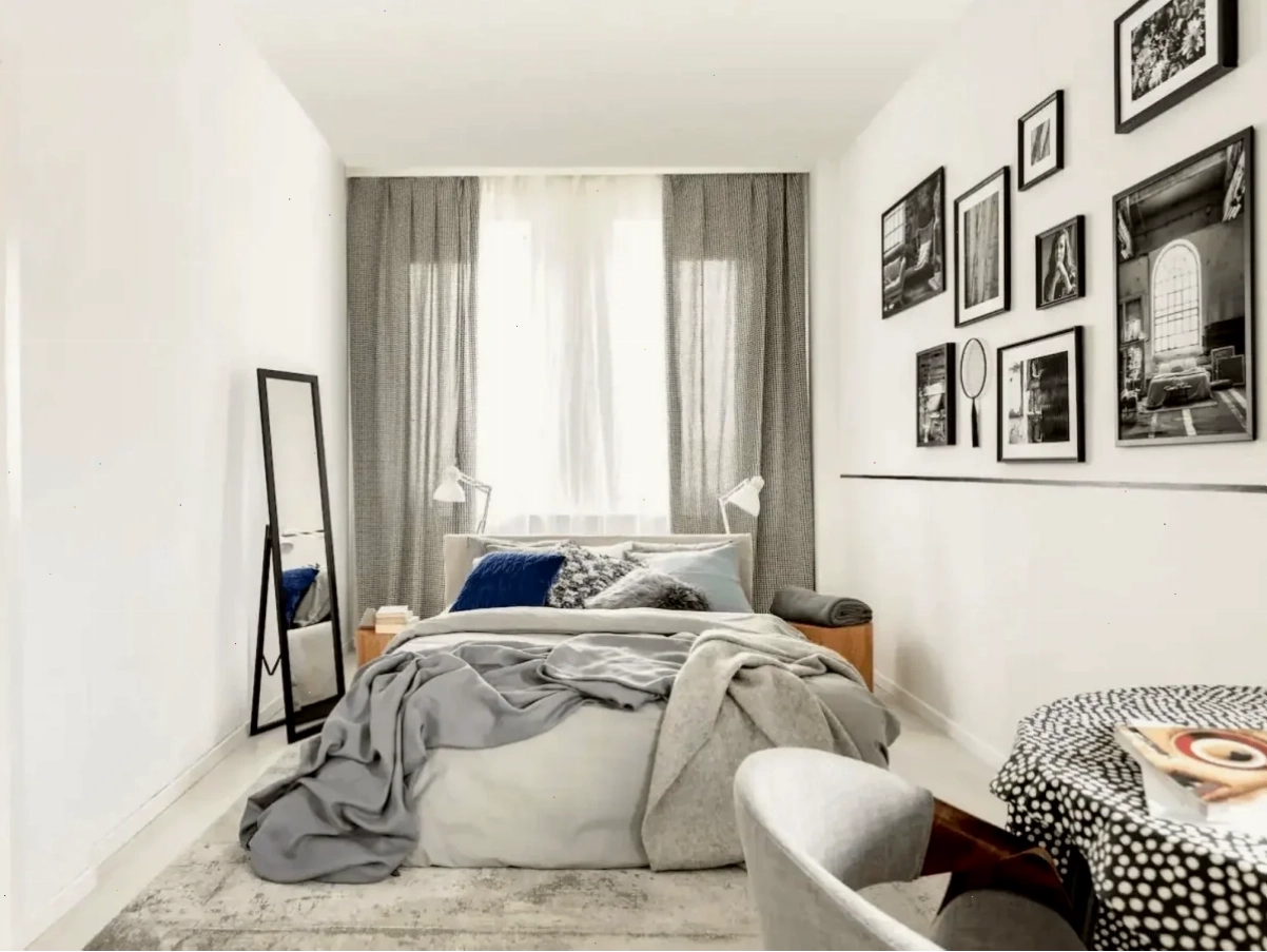 Phòng ngủ nhỏ 6m2 tone màu trắng mang lại cảm giác rộng rãi