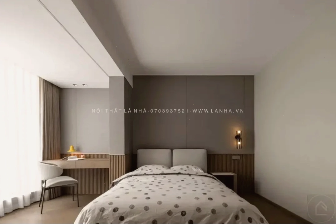 Phòng ngủ thiết kế nội thất tối giản đáp ứng đủ công năng và không kém phần hiện đại