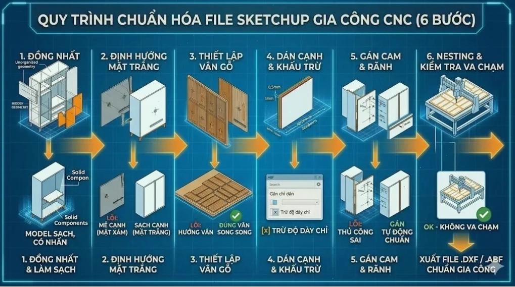 Quy trình Tối ưu SketchUp CNC với plugin ABF