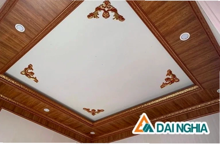 Trần nhựa pvc giả gỗ giật cấp sang trọng