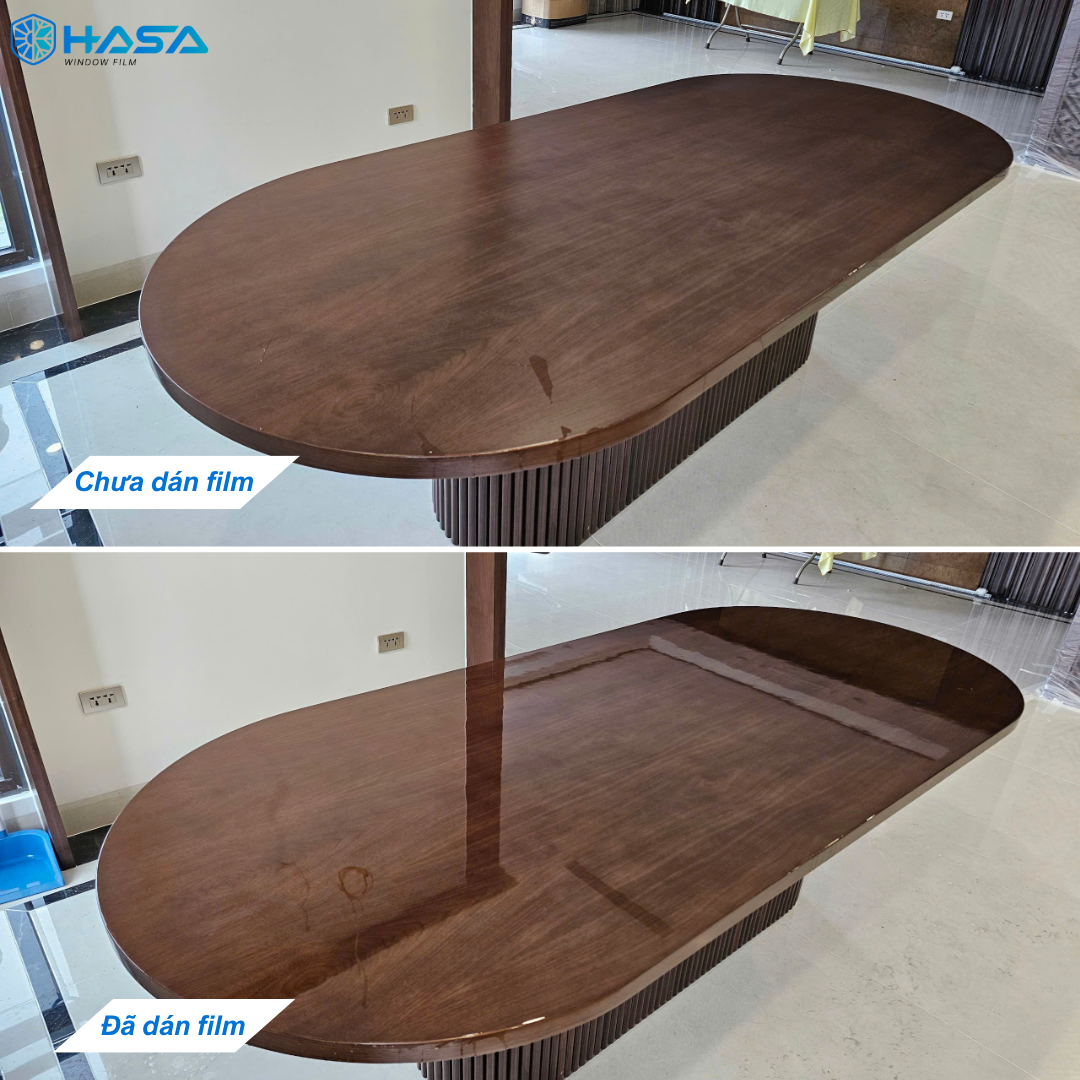 Hình ảnh bàn sử dụng phim dán bảo vệ mặt bàn